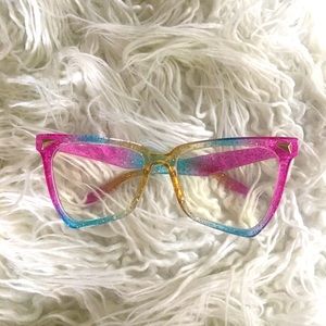 Faux Rainbow Glitter UV Glasses